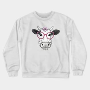 Smiling cow with glasses Crewneck Sweatshirt